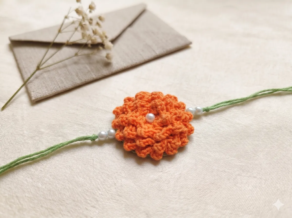 Marigold crochet rakhi